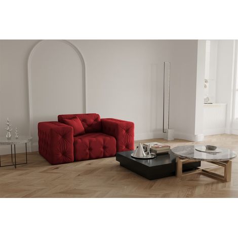 Sessel Designersessel CHANTAL in Stoff Opera Velvet Rubinrot (1/5)
