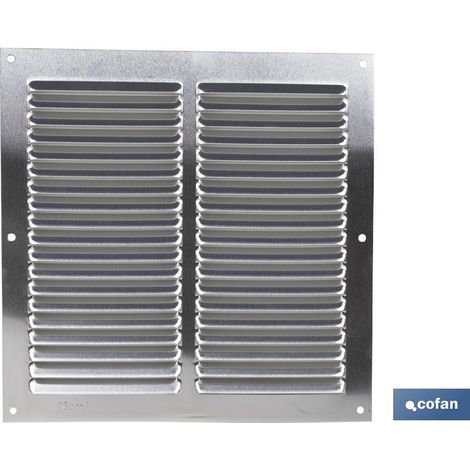 Rejilla de ventilación aluminio 20 x 20 cm, espesor 0,6 mm, color natural.