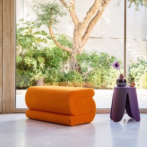 Banc design revêtement bouclette orange 1-2 places L 92 x P 50 x H 45cm - Sasha