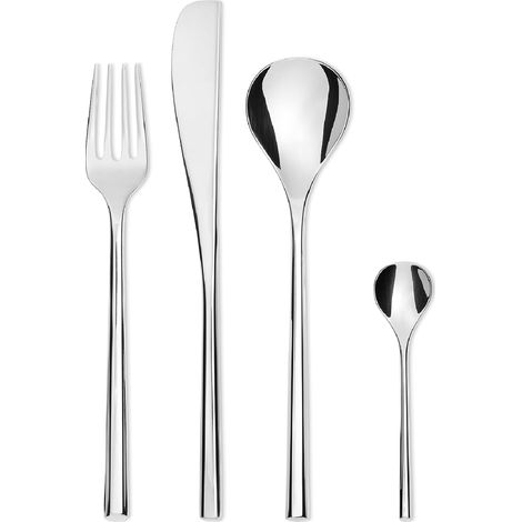 Alessi TI04S24 MU Servizio di Posate, Acciaio Inossidabile 18/11, Set di 24 Pezzi, 24 unità (1/4)