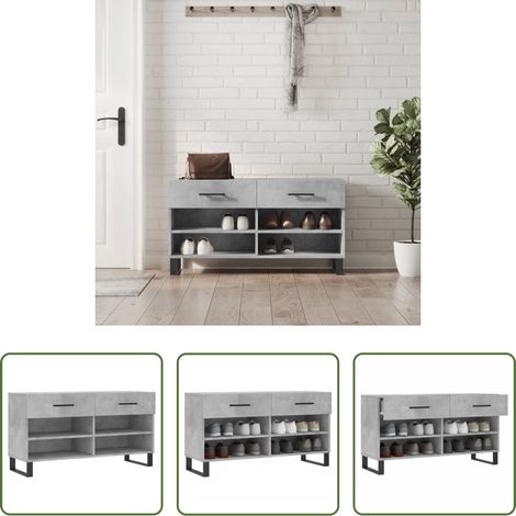 Schuhregal -  Schuhbank Betongrau 102x35x55 cm Holzwerkstoff (1/5)