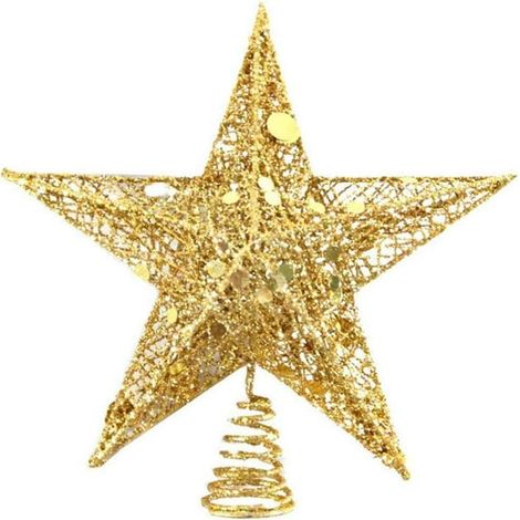 Étoile de Noël pour sapin, ornement scintillant doré 20cm, décoration de Noël lumineuse pour sommet d'arbre (1/5)