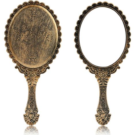 Miroir à Main avec Poignée Vintage, 1 PCS Miroir a Main, Miroir de Maquillage Portable, Miroir de Poche avec Poignée, Miroir de Main Ancien, pour Femmes Filles Voyage Bureau à Domicile (1/5)