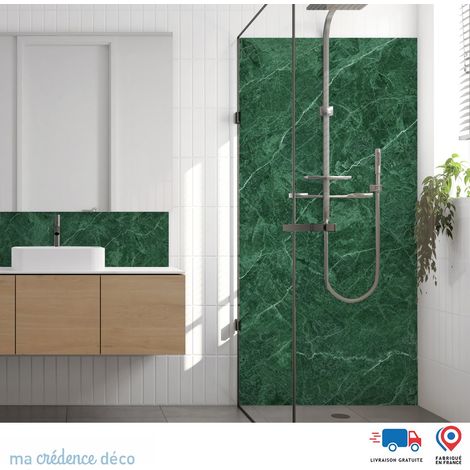 Panneau de douche : Marbre de Dervio - Couleur Vert émeraude - Alu composite - 90 - 245 (1/3)