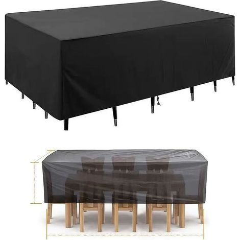 Housse de table de jardin, bâche rectangulaire 140 x 120 x 40 cm, housse de protection pour mobilier de jardin, imperméable, anti-UV, tissu Oxford 210D (1/4)