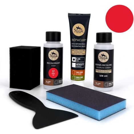Kit di Ristrutturazione Pelle (17-ROSSO) - SOFOLK - Per Volante, Sedia Auto, Sedia, Rivestimenti, Scarpe (1/4)
