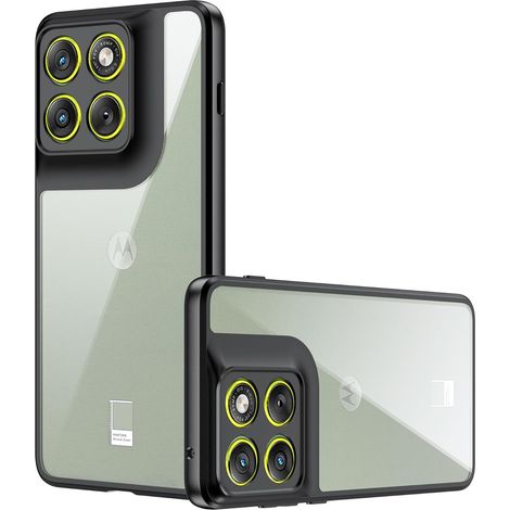 Funda para Motorola Edge 70, Fusion Hybrid, transparente con marco negro. (1/5)