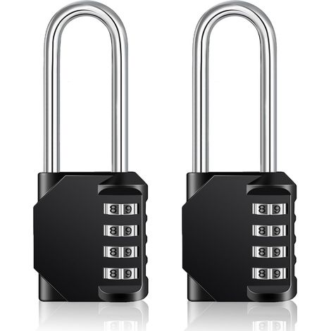 Cadenas à combinaison robuste – Cadenas résistant aux intempéries, verrou réinitialisable, anse de 6,3 cm de long en alliage de zinc à 4 chiffres, 2Pcs (1/4)