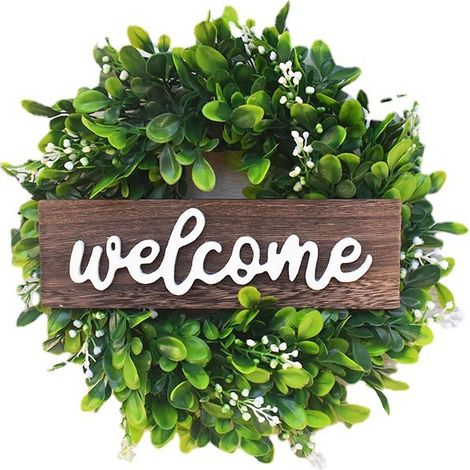 Guirlande Eucalyptus - Cadre En Bambou - Feuilles En Soie - 30 Cm - Pour Porte D'Entrée Intérieure Ou Extérieure - 1 Pièce