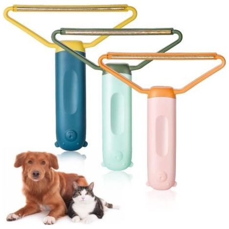 Brosse Anti Poils Animaux Chat Chien, Brosse Ramasse Enlève Poils Portable Réutilisable Autonettoyant Brosse Tapis Pet Hair Remover (1/4)
