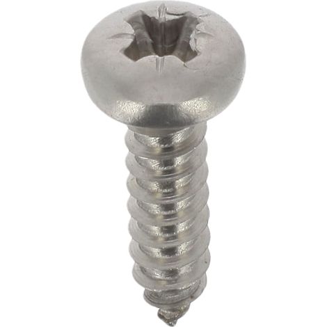 Vis à Tôle - Tête Cylindrique Bombée Pozidrive - Inox - Standard DIN 7981 - Fixation Carrosserie - Réf. 7080 - Sachet de 20 (1/4)