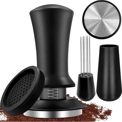 Prensador de café de 51 mm，regulador de presión，acero inoxidable 304，prensador de café con escala ajustable (1/5)