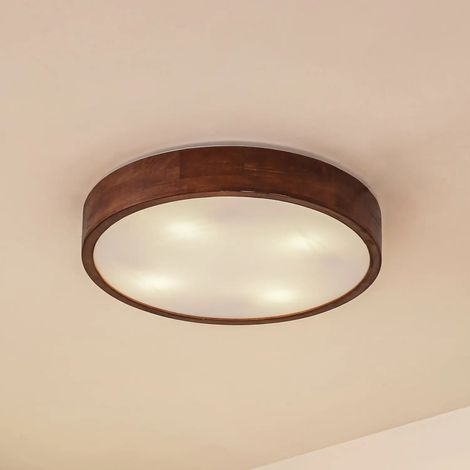 [GEBRAUCHT] B-Ware Lindby Deckenleuchte Tanju Deckenlampe Leuchte Lampe E27 Walnussholz 4 Flg 50cm