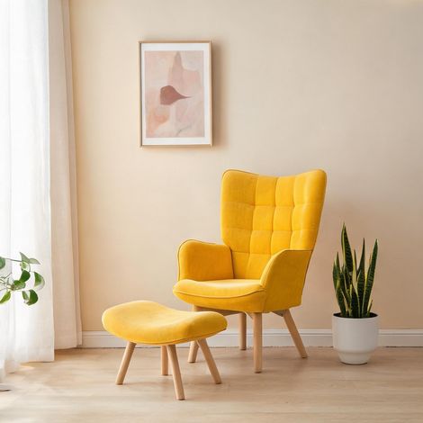 Fauteuil orange en polyester 72 x 80 x 101 cm (1/5)