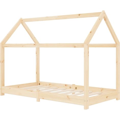 Lit simple pour enfant - Cadre de lit Bois de pin massif 80x160 cm BV892964 - BonneVie (1/5)