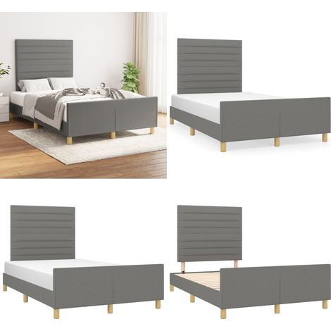 Bettgestell ohne Matratze Dunkelgrau 120x200 cm Stoff - Bettsofa - Boxspringbetten - Doppelbett - Lattenrost - Schlafzimmermöbel - Home & Living (1/5)