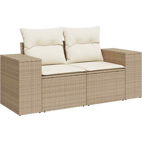 Maison Exclusive - Divano da Giardino con Cuscini a 2 Posti Beige in Polyrattan