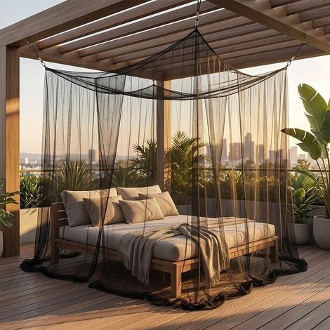 Moustiquaire Extérieur Moustiquaire XXL Jardin de Lit Double, Carrée Moustiquaire Intérieur pour Balcons, Pergolas, Jardins et Camping (2.1x1.9x2.4m) (1/5)
