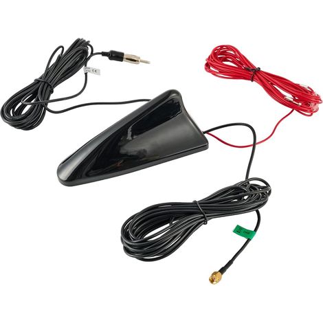 Voiture Antenne Requin Aileron Radio FM/AM Signal Amplificateur SMA à DIN Prise 5M RG174 Câble pour Toit Stéréo Véhicule Numérique (1/5)