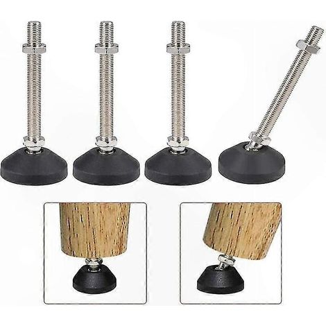 Pieds de meuble réglables M8, embouts filetés avec rotule en acier, charge max 300kg, kit de patins à visser pour sol avec écrous (1/5)