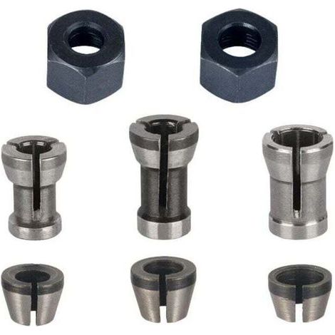 Lot de 8 Mandrins de Fraiseuse avec Collets 6 mm 6.35 mm 8 mm et Pince de Serrage pour Défonceuse (1/5)