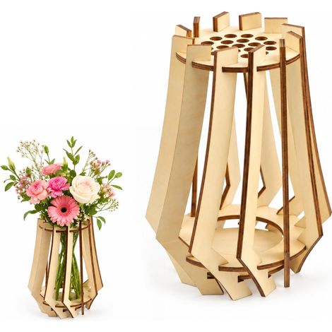 Vase en bois, puzzle à faire soi-même, décoration de vase à fleurs (1/5)