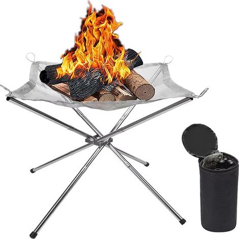 Tragbare, faltbare Feuerstelle aus Edelstahlgewebe für Campingausrüstung (1/2)