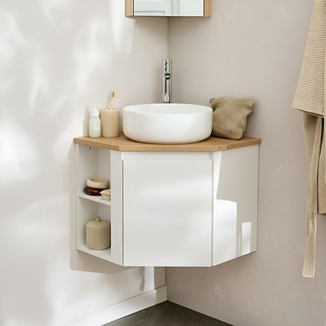 Eckwaschtisch-Set + weißes Waschbecken SORRENTO (1/5)