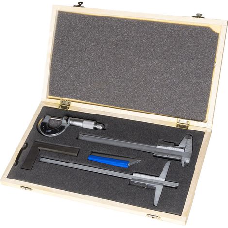 Set strumenti di misura calibro-micrometro-squadra Holzmann mwk5