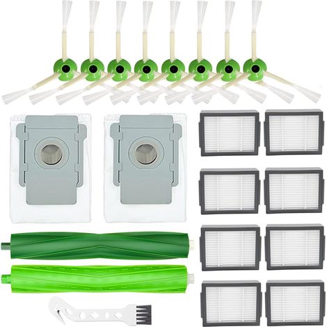 21 Pièces Accessoires Kits de Rechange pour iRobot Roomba E I & J Series E5 E6 E7 i3+ i4+ i6+ i7 i7+ i8+ Aspirateur Filtre Brosses Latérales Brosse en Caoutchouc Sacs à Poussière (1/5)