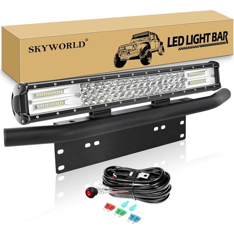 50CM 288W Led Light Barre avec Support de Plaque, 12V Câblage Kit Straight Led Light Bar, Support de Plaque d'immatriculation et Câblage pour 4x4 Offroad Véhicules Voiture Camion SUV (1/5)
