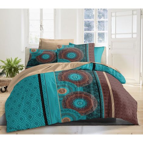 Parure de couette 3 Pièces réversible 260 x 240 cm King Size "Martha" Coton Pur -  -