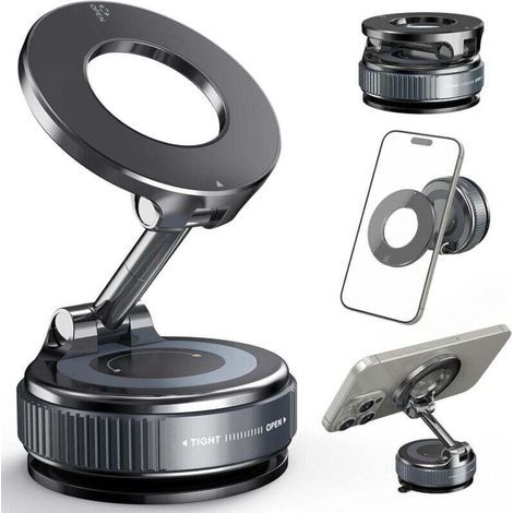Support Telephone Voiture Ventouse, Support Telephone Voiture Magnetique: 360° Rotation Support Voiture Ventouse Vide Puissante De 2800 Gf Support Telephone Voiture Pour Iphone,Noir (1/5)
