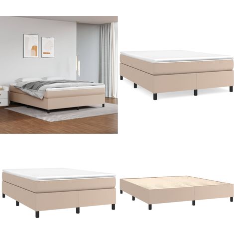 Sommier à lattes de lit avec matelas Cappuccino 180x200 cm - Lit Tapissier - Lit Double - Matelas À Ressorts Ensachés - Support Moyen Dur - Housse De Protection - Home & Living (1/5)