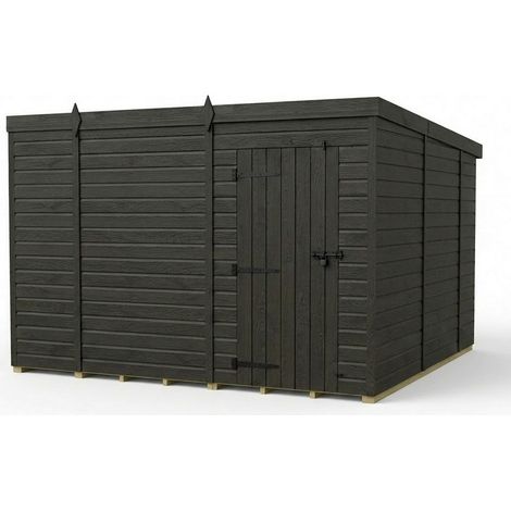 10ft x 10ft Composite Pent Garden Shed Single Door No Windows - Composite - L305 x W305 x H210 cm - Grey