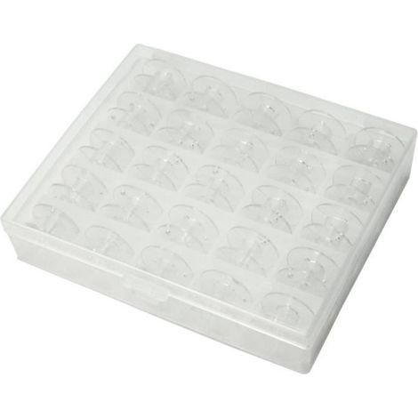 25x Plastique Canettes Bobine Fil Corde+ Boîte Emballage Pour Machine à Coudre (1/3)