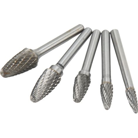 Jeu de fraises rotatives en carbure à double coupe, queue de 6 mm de diamètre, pour le meulage de surfaces d'aéronefs, de véhicules et de navires (1/5)