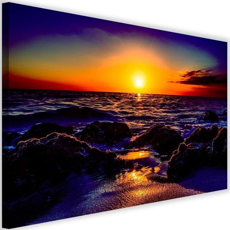 Cadre déco Coucher de soleil sur la mer 60x40 (1/5)