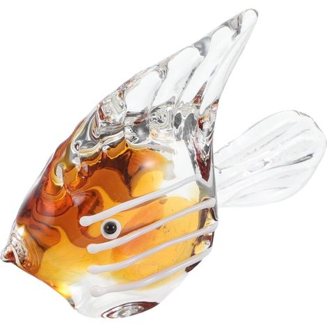 Poisson Décoration Nautique Côtière Transparente Figurine en Verre Soufflé Main Finition Brillante Ornement Bureau et Centre de Table (1/5)