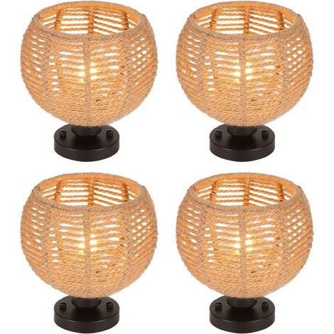 Lot de 4 Plafonnier Industriel - Corde de chanvre - Ø20cm (1/5)