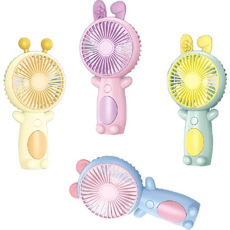 TrAdE Shop Traesio - Mini Ventilatore Portatile Ricaricabile Multicolore Con Orecchie 2 Velocità Vari Colori -