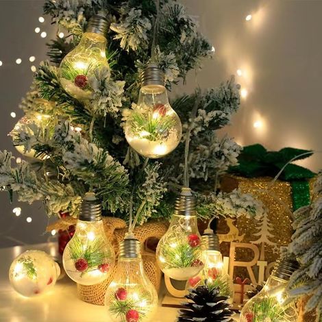 Batteriebetriebene Weihnachts-LED-Lichterkette, 4 m, 10 Glühbirnen, Weihnachtsbeleuchtung für drinnen und draußen, Weihnachtsdekoration für Schlafzimmer, warmweiß (1/5)