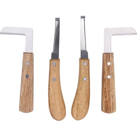 Lot de 4 couteau sabot poignée pour vache bovins cheval en carbone acier bois - ergonomique, équipement équestre (1/5)