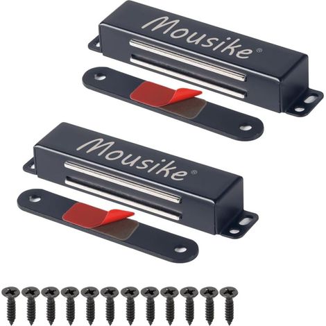 Mousike loquet de porte magnétique robuste 40KG aimants de porte en acier inoxydable avec magnétique puissant pour loquet de porte d'armoire de garde-robe de placard de cuisine(2 pièces noires) (1/5)