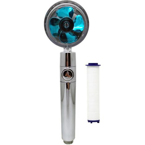 Pommeau de douche à main Turbo Fan, interrupteur marche/arrêt/pause, filtre en coton, économie d'eau, haute pression, G1/2, rotation à 360°, remplacement pour douchette de salle de bain (1/5)