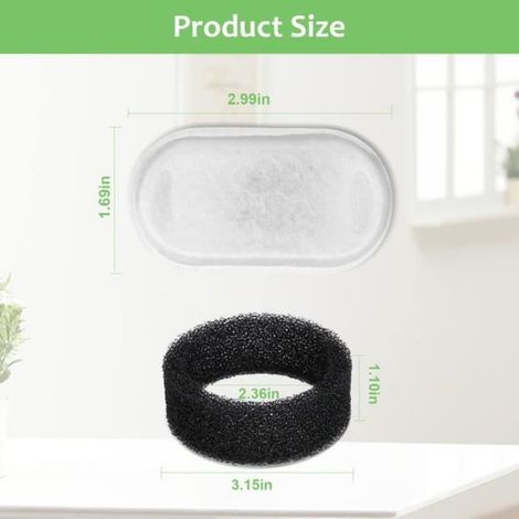 Filtres pour Fontaine a Eau Chat, 8+8 pièces Filtre à Charbon et Une éponge en Mousse pour Chat de 3.2L Fontaines (1/4)