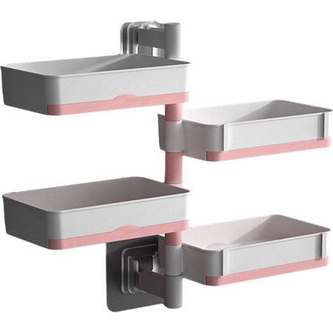 1 porte-savon adhésif, rotatif à 4 niveaux, pour salle de bain et cuisine, support mural sans perçage (1/5)