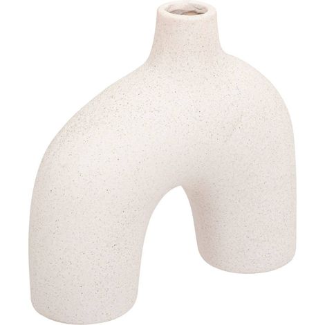 Atmosphera – Vase en céramique sablée blanc 18x7x17 cm – Forme organique – Étanche pour fleurs – Décoration intérieure originale (1/4)