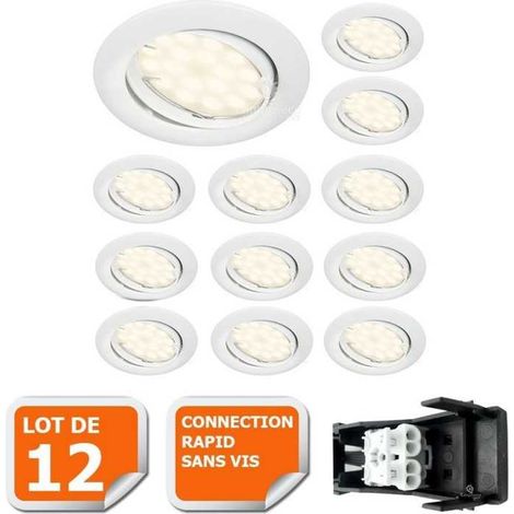 Lampesecoenergie – Lot de 12 spots led encastrables orientables 5W – Lumière blanc neutre 4000K – Installation facile sur 220-240V – Angle de diffusion 120° (1/5)