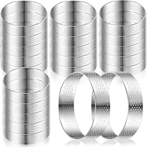 Anneaux À Tarte Perforés - Acier Inoxydable - 20 Pièces - Diamètre 6 cm - Pour Tartes, Quiches, Fromages Blancs Et Desserts - Usage Maison Et Professionnel (1/5)